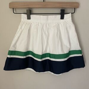 Janie and Jack White Cotton Skirt with Green and Navy Accents
